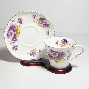Royal Standard Teacup and Saucer Purple Violets Vintage
